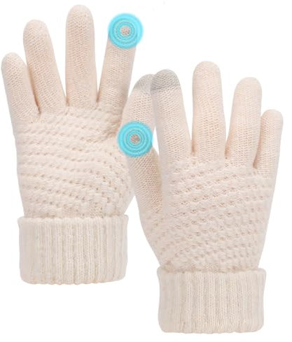 Moufles chaudes pour femmes, gants pour écran tactile, gants tricotés pour femmes, doublure douce et chaude, poignets élastiques, gants d'hiver pour l'envoi de messages.
