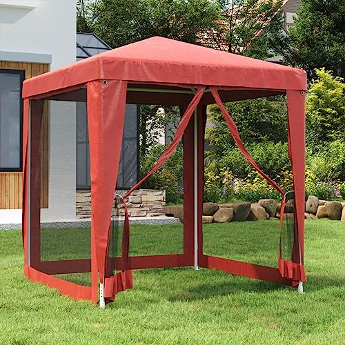 Rasen & Garten Partyzelt mit 4 Netz-Seitenwänden rot 2x2m HDPE Outdoor Living