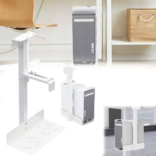 Pc Halterung, CPU Halterung Pc Halterung Unter Schreibtisch Pc Wandhalterung Computer Aufhängung Halter Platzsparende Höhe und Breite Verstellbar Weiß