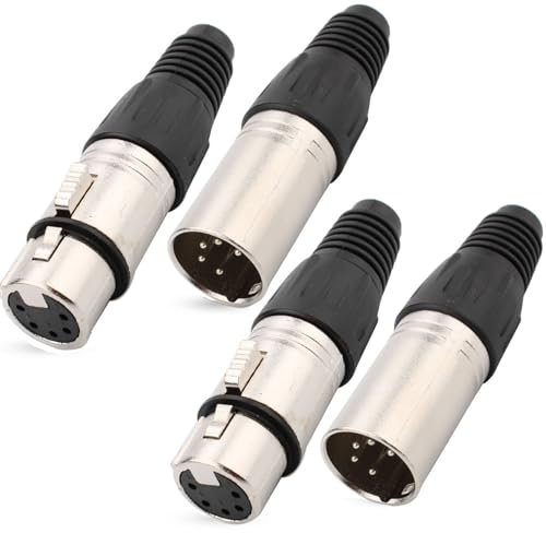 RUNCCI-YUN 4 Stück Lötverbinder XLR 5-Pin Stecker mikrofoneigenes Mikrofonkabel, XLR-Stereo-Anschlüsse