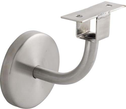 IAM DESIGN Handlaufhalter rund - Handlauf Halterung mit integrierter Kabelführung 8mm für LED Beleuchtung, Edelstahl