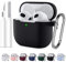 Compatible with AirPods 4 Case Cover for Women Men 2024, Soft Silicone Protective Covers for Airpods 4th Generation Cases 2024 with Cleaning Kit Front LED Visible with Keychain Black