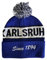 Wallitschek Karlsruhe - Since 1894 Strickmütze mit Krempe und Bommel, Wintermütze, Beanie, Fanmütze, Fussball, 1894