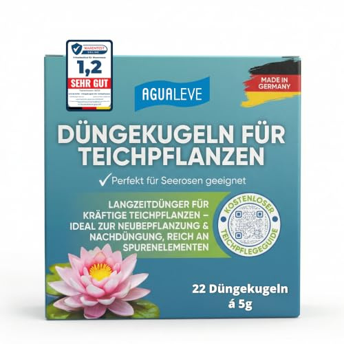 AGUALEVE® 22 Düngekugeln für Teichpflanzen *NEU* | perfekt für Seerosen | sorgt für prächtiges Wachstum | fischfreundlich & phosphatfrei | Markenqualität Made in Germany | mit gratis Teichpflegeguide