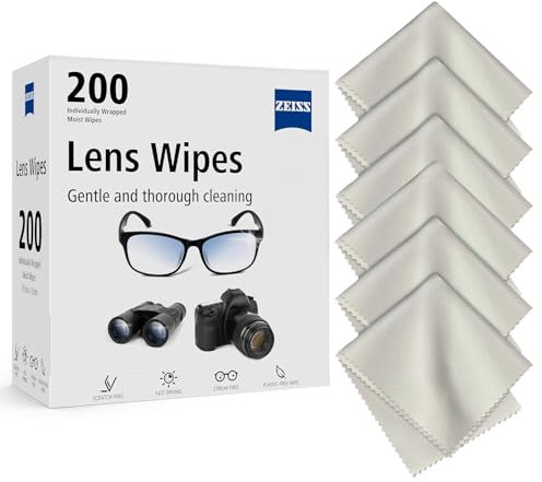 Lens Wipes - Pack of 200 + 6 Microfibre Glasses Cloths | Lens Wipes for Glasses | Glasses Cleaner Wipes | Complete Glasses Cleaning Kit
