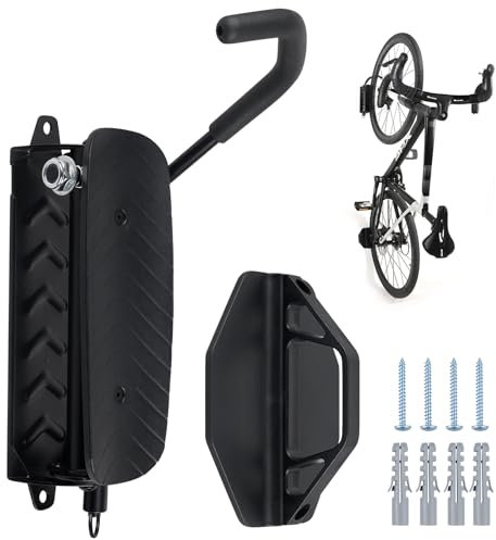 WANDGU Schwenkbare Fahrrad Wandhalterung: Vertikaler Fahrradständer mit 30 kg Tragkraft für Garage/Wohnung – Stahlkonstruktion & Wandschutz, Rennrad/E-Bike/Kinderfahrrad