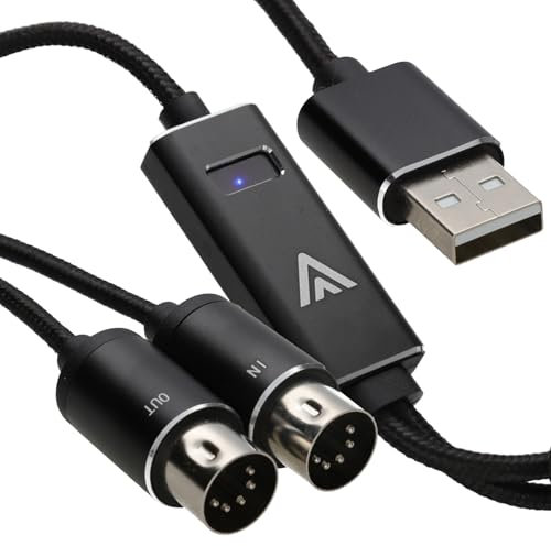 kenable USB Type C or A to MIDI Interface Adapter Cable MIDI In & Out Lead Win11/OSX (USB A)