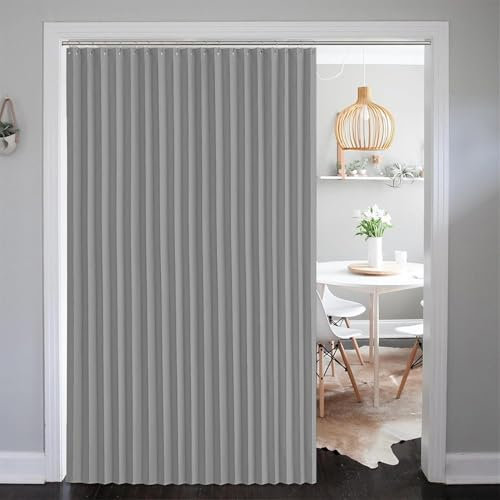 SK Studio Rideaux Occultants Isolant Thermique Anti Froid, Rideau De Porte Pliant à Oeillets, Impermeable pour Chambre, Salon Décoration de Fenêtre, Gris, 112x195cm