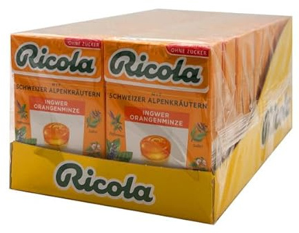 Ricola Ingwer Orangenminze Bonbons, 20 Pack à 50g