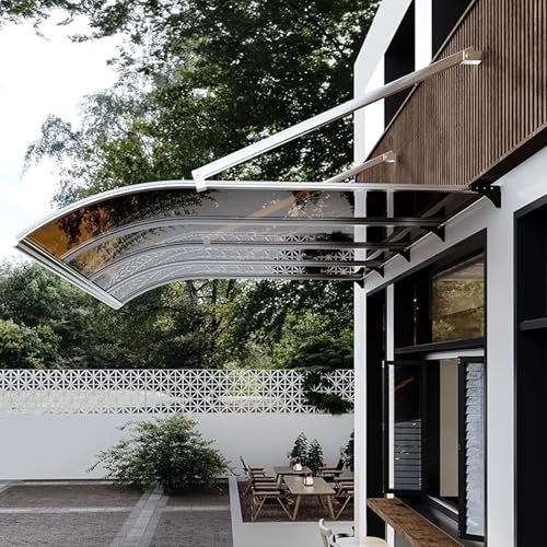 HARELA Marquesina Puerta Exterior Marquesinas Exterior con Soporte De Aleación De Aluminio, Toldo De Entrada De Porche, Fácil De Instalar(100x300cm/39x118in)