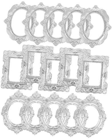 Holibanna 15 Stück Zubehör Für Ölrahmen Mini Klein Antiquität Retro Bilderrahmen Jahrgang Winzig Fotorahmen Antiker Rahmen Tisch Bilderrahmen Foto Display Frame Vintage -rahmen Harz Silver
