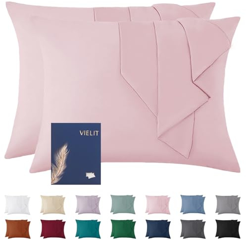 Vielit Federa per cuscino 70x90 cm, colore rosa, morbida, set di 2, microfibra, certificato ecologico, resistente ipoallergenico