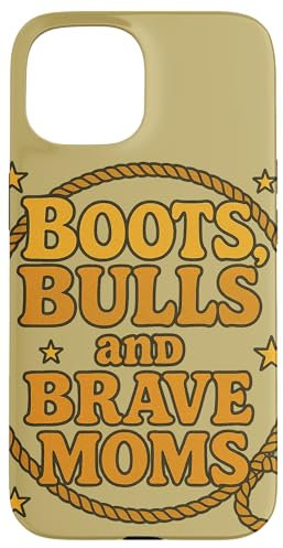 Rodeo-Kunst mit Stierstiefeln und mutigen Müttern, Illustration Hülle für iPhone 15