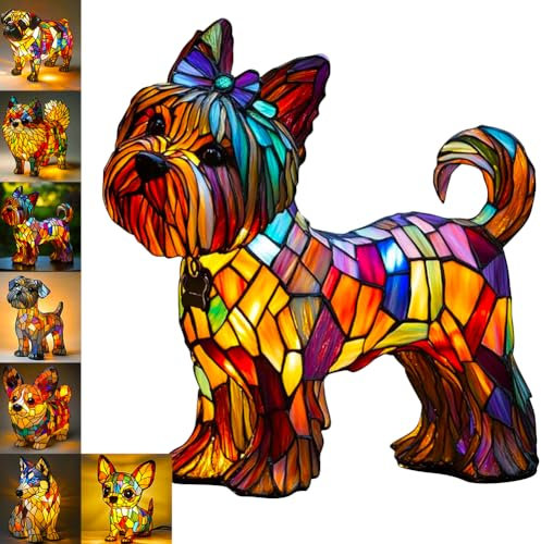 FranzöSische Bulldogge Nachttischlampe,LED Nachtlicht Hund In Mops,Corgi & Bulldog Design,Bunte Resin Dackel Deko Lampe FüR Schlafzimmer,Geschenk FüR Kinder & Hundeliebhaber,Zimmer Deko. (Shih Tzu)