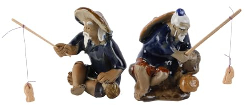Alnicov 1 Set Figures Fishing, Miniature Fisherman Statue Old Man Figure Fishing Figures Decoration Old Man Garden Statue