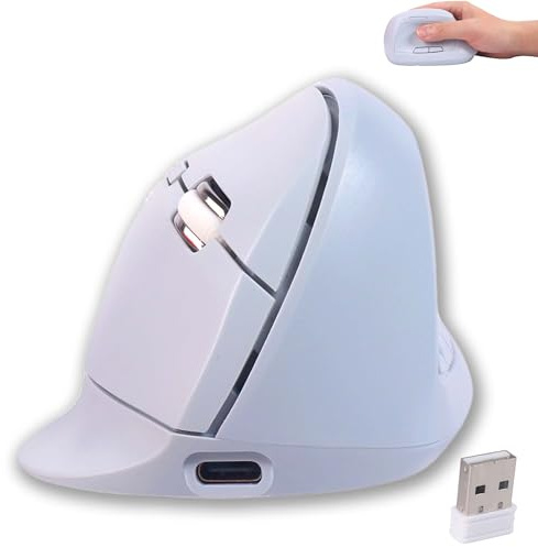 Wireless Mouse Ergonomic Vertical Rechargeable Bluetooth Dual Mode Silent Portable Cordless Optical Mice High Precision Comfortable Grip for PC Laptop Tablet Mobile Boys Girls Men Women Gift（Blue）