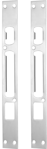 COLLBATH 2pcs Stainless Steel Door Reinforcement Plates with Beautiful Non-flaking Finishes Silver Lock Strike Plates to Replace and Prevent Forced Entry for Door Security