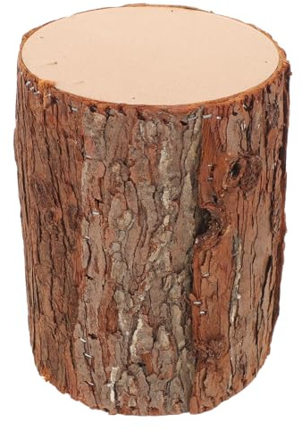 DOITOOL Decorazione realistica con Ceppo d'albero in Legno - Ornamento Finto Tronco d'albero di Natale, centrotavola per Matrimonio - Portacandele in Corteccia per Fotografia Rustica da 20x15