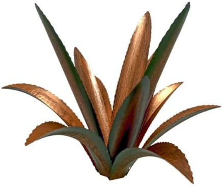 Gettimore Metall Agave Deko Skulptur für Garten, Hof und Terrasse - Outdoor Eisen Pflanzenkunst mit witterungsbeständigem Finish, H-förmiger Erdspieß, Blau/Grün/Rot (56 x 48,5 cm)