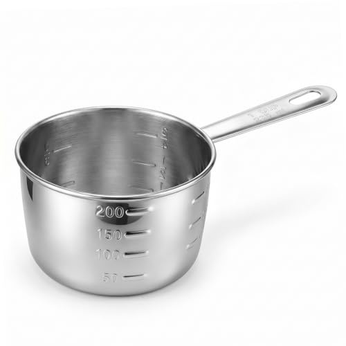 1 Cup Stainless Steel Measuring Cup, Single Measuring Cups (8 oz | 235 ml) | Metal Measurings Cups Kitchen Gadgets for Cooking Baking, Laundry Detergent, Wet and Dry Ingredients