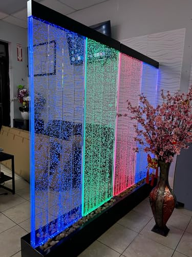 Bubble Fountain XXL 72 Tall X 80 Wide Standing Base, 4 PCs Panels, Sensory Room Water Feature Color Lights/Remote Ctrl By Jersey Home Decor