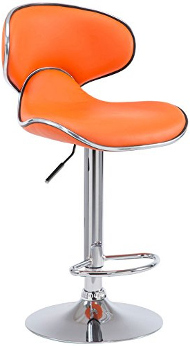 CLP Barhocker Las Vegas V2 Mit Kunstlederbezug I Thekenhocker Mit Fußstütze I Tresenhocker Mit Trompetenfuß I Barstuhl Höhenverstellbar | Farbe orange Gestell Farbe Chrom