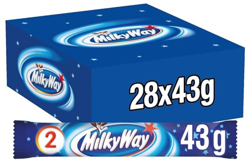 Milky Way Milk Chocolate & Nougat Bars Bulk Box, 28 Bars of 43g | Light Whipped Nougat Centre, Smooth Milk Chocolate Coating, Ideal Bulk Movie Night Snack Multipack, Weekend Family Treats