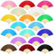 ANECO 18 Pieces 18 Colors Handheld Fans Cloth Hand Fans Bamboo Folding Fans for Wedding Decoration, Church Wedding Gifts, Party Favors, DIY Decoration