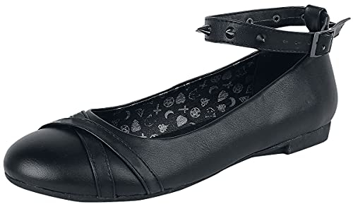 Gothicana by EMP Damen Schwarze Ballerinas mit Riemchen EU41