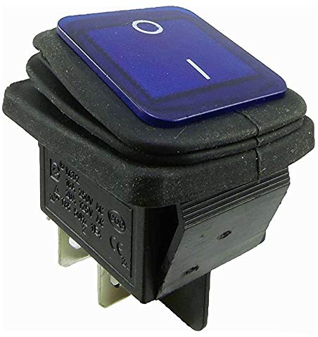 Wasserdichte Wippschalter 2-pol (4 Pin) EIN-AUS 250V 16A Blau beleuchtet (1)