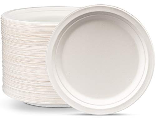 Comfy Package [125 pezzi - 23 cm] Piatti monouso 100% compostabili in canna da zucchero - ecologici e resistenti