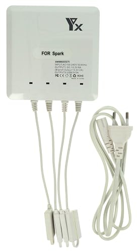 vhbw 4-Fach Ladegerät kompatibel mit DJI Spark Drohnenakku, Fernbedienung, Smartphone für Drohne (6-in-1 Multi-Akkuladegerät)