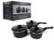 Non Stick Saucepan Set of 3 Premium Kitchen Cooking Graphite Saute Pans with Glass Lids Inner Coated 3 Sizes 16cm, 18cm & 20cm Everyday Cooking Essential