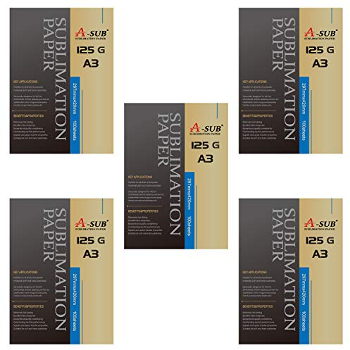 A-SUB Sublimationspapier A3, 297x420 mm, 500 Blatt, 125 g/m², kompatibel mit EPSON, SAWGRASS, RICOH, BROTHER Sublimationsdruckern