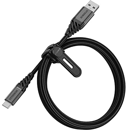 OtterBox Premium Reinforced Braided USB-A to USB-C Cable, Charging Cable for Smartphone and Tablet, Ultra-Rugged, Bend and Flex Tested, 1M, Black