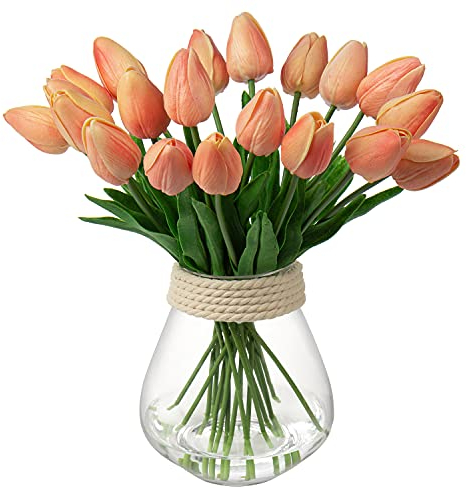 10 Stück Künstliche Blumen Unechte Blumen Tulpe Gefälschte Blume Tulpe Blumenstrauß Latex Blumen Seide Tulpe Real-Touch für Home Party Hochzeitsstrauß Garten Dekoration
