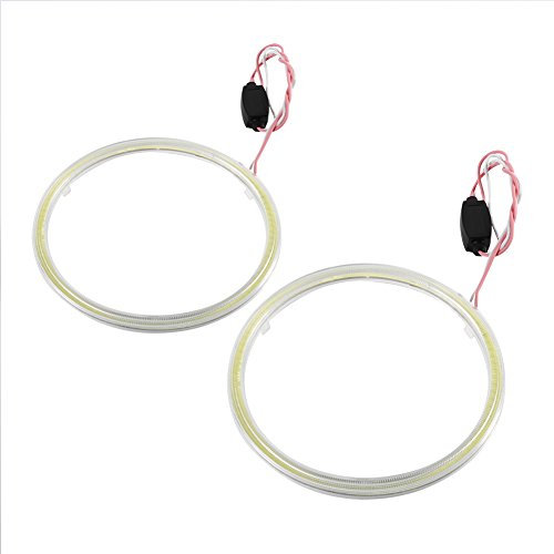 2Pcs Auto Halo Rings Angel Eye COB Chips Faros delanteros DRL LED para motocicleta Coche Angel Eyes Halo Ring Lámpara Bombilla COB Angel Eyes Faros(110mm)