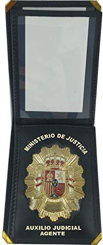 Piel Cabrera Cartera Porta Placa auxilio judicial Agente