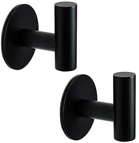 Vuzvuv Handtuchhaken Ohne Bohren Matter Schwarz Garderobenhaken Edelstahl SUS304 Wandhaken Garderobe Haken Selbstklebend Kleiderhaken für Küche,Badezimmer,Büro,2 Stück