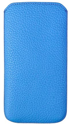 MediaDevil Leather Pouch for iPhone 12 Pro Max (Blue) | Full-Grain Leather Sleeve Pouch Case with Magnetic Pull-Tab, Slim and Lightweight