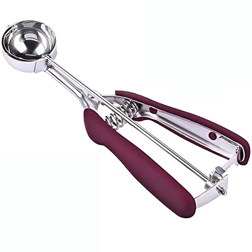 Eisportionier mit Auslöser,Edelstahl Portionierer,Eisportionierer Edelstahl mit Auslöser,Eisportionier mit Bequemem Anti-Rutsch Griff,für Eiscreme, Kuchen Teig, Melone,Länge 20 cm Durchmesser 4cm