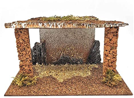Acan Tradineur - Cueva rústica 15 x 26,8 x 15 cm, Corcho y Resina, Portal, Pesebre para Figuras Decorativas de belén navideño, decoración de Navidad Tradicional