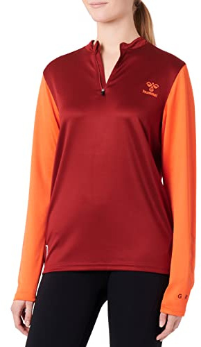 hummel hmlONGRID 1/2 Zip Poly Sweat WO, Rhubarb/Nasturtium
