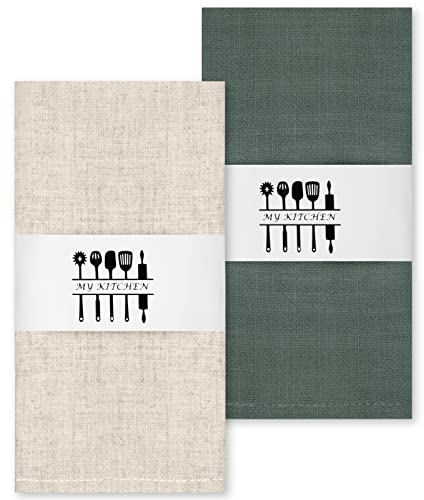 Stoffservietten, 2er Pack Servietten Stoff, Nachhaltige Stoffservietten Leinen, 100% Baumwolle und Leinen Leinenservietten, Waschbar Stoffserviette für Esstisch Abendessen Cafe Restaurant(40x40cm)