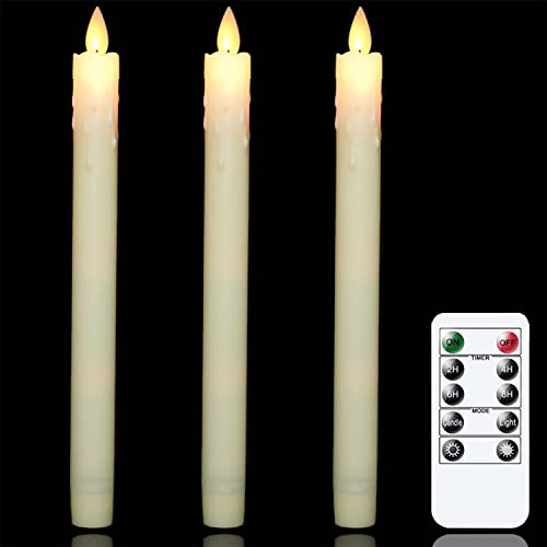 Mavandes velas de cera sin llama, velas LED a pilas con temporizador a distancia, sin llama Pack de 3 velas de cera (2 x 23.6cm)