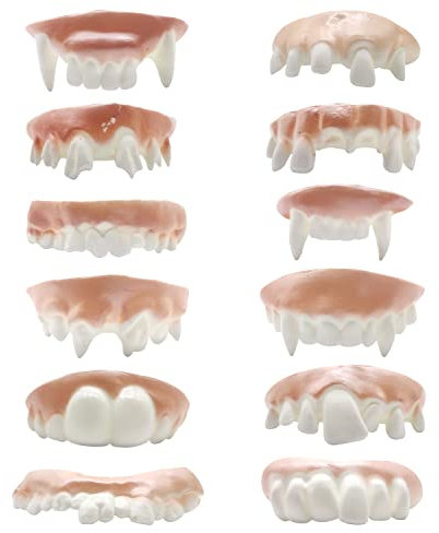 ALLY-MAGIC Gnarly Teeth Y4-GGJYTZ Lot de 12 fausses dents moches pour Halloween, bal masqué, fête, 12 styles