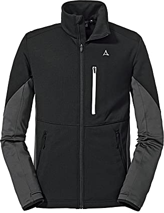 Schöffel Herren Fleece Jacket Lodron M, atmungsaktive Fleecejacke aus 4-Wege-Stretch, Funktionsjacke mit Body-Mapping Technologie und Original ÖSV Logos, black, 46