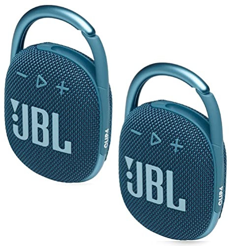JBL 2 Pack Clip 4 Waterproof Wireless Audio Bluetooth Speaker Bundle (Blue) (CP4BUN02)