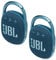 JBL 2 Pack Clip 4 Waterproof Wireless Audio Bluetooth Speaker Bundle (Blue) (CP4BUN02)