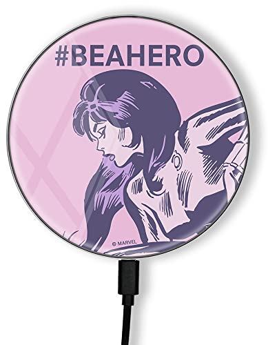 ERT GROUP Chargeur à Induction Original et sous Licence Officielle Marvel, modèle Widow 004, Station de Chargement sans Fil en Verre, câble Micro USB 1 mètre 10 W